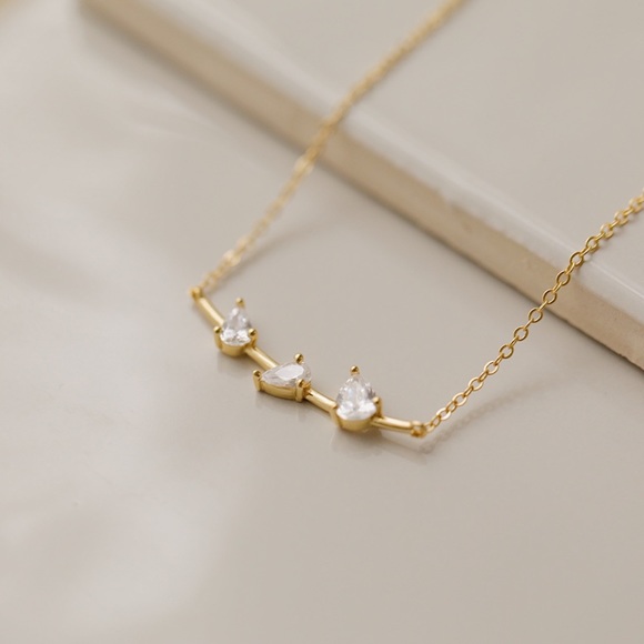 Crystal Bar Necklace | 14k Gold Plated - Picture 6 of 8